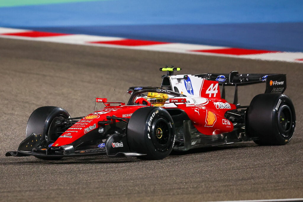 Ferrari driver Lewis Hamilton taking part in 2026 Bahrain pre-season testing