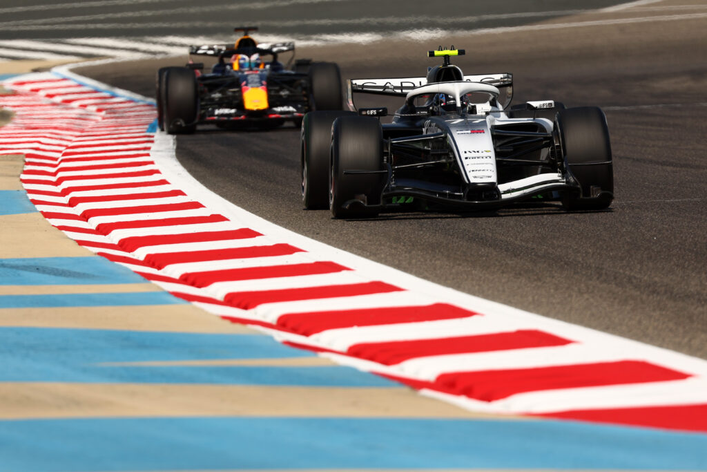 Cadillac driver Valtteri Bottas and Red Bull driver Max Verstappen driving during Formula 1 Testing in Bahrain - Day 1