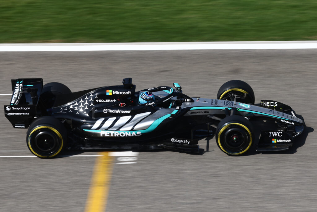 Mercedes driver George Russell at F1 Bahrain Testing 2026 Day 3