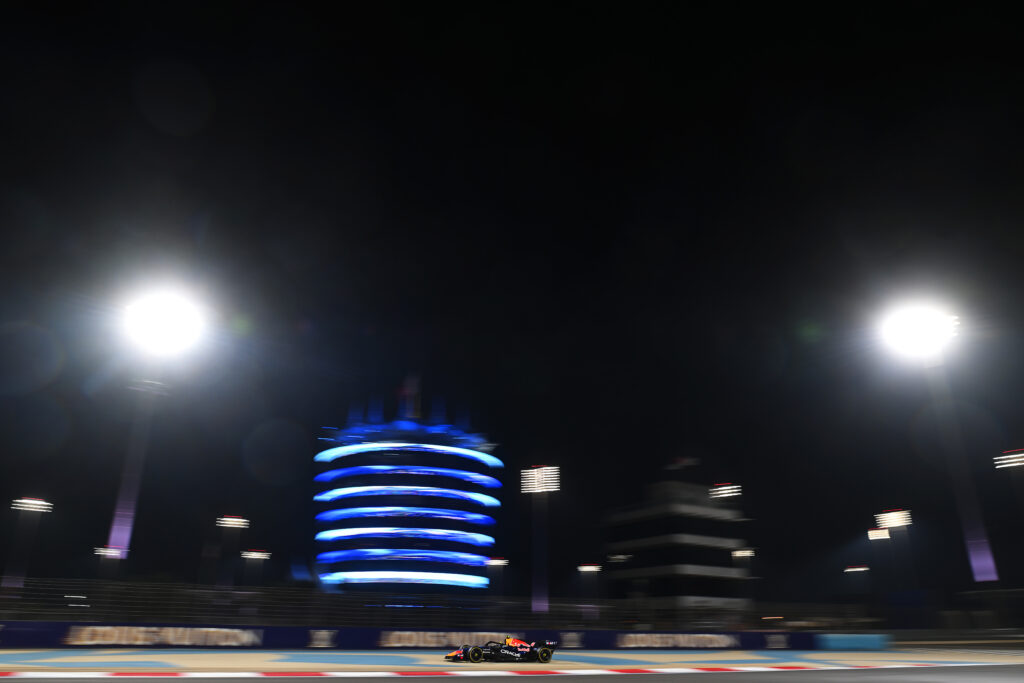 Red Bull driver Isack Hadjar on track during day two at the 2026 F1 Bahrain test