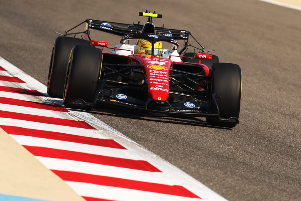 Ferrari driver Lewis Hamilton in Formula 1 Testing in Bahrain - Day 3