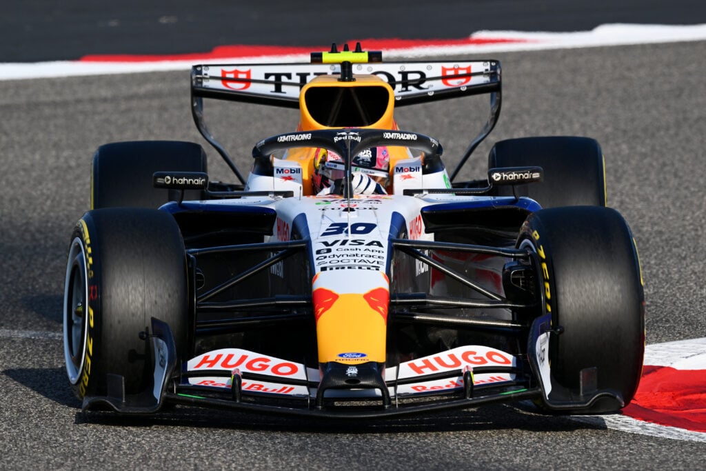 Racing Bulls driver Liam Lawson testing at Bahrain for F1's 2026 pre-season event