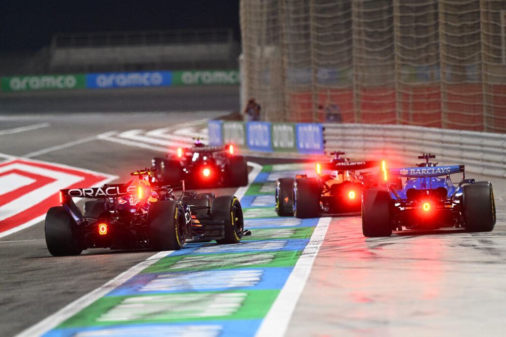 McLaren driver Oscar Piastri does a practice start during the first 2026 F1 Bahrain pre-season test