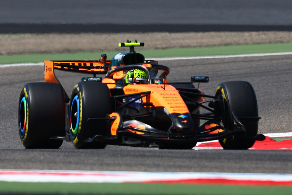 Lando Norris drives the McLaren MCL40 during the 2026 F1 Bahrain test