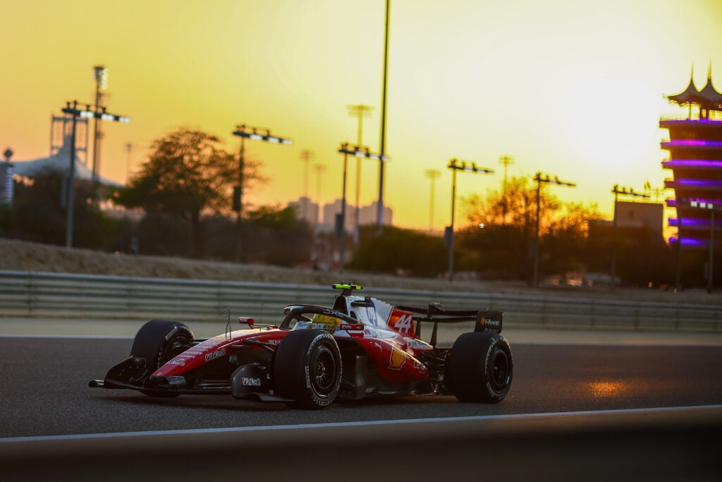Ferrari driver Lewis Hamilton on track during the 2026 F1 Bahrain pre-season test