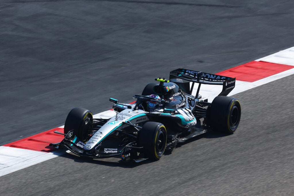 Mercedes driver Andrea Kimi Antonelli on track during the 2026 F1 Bahrain pre-season test