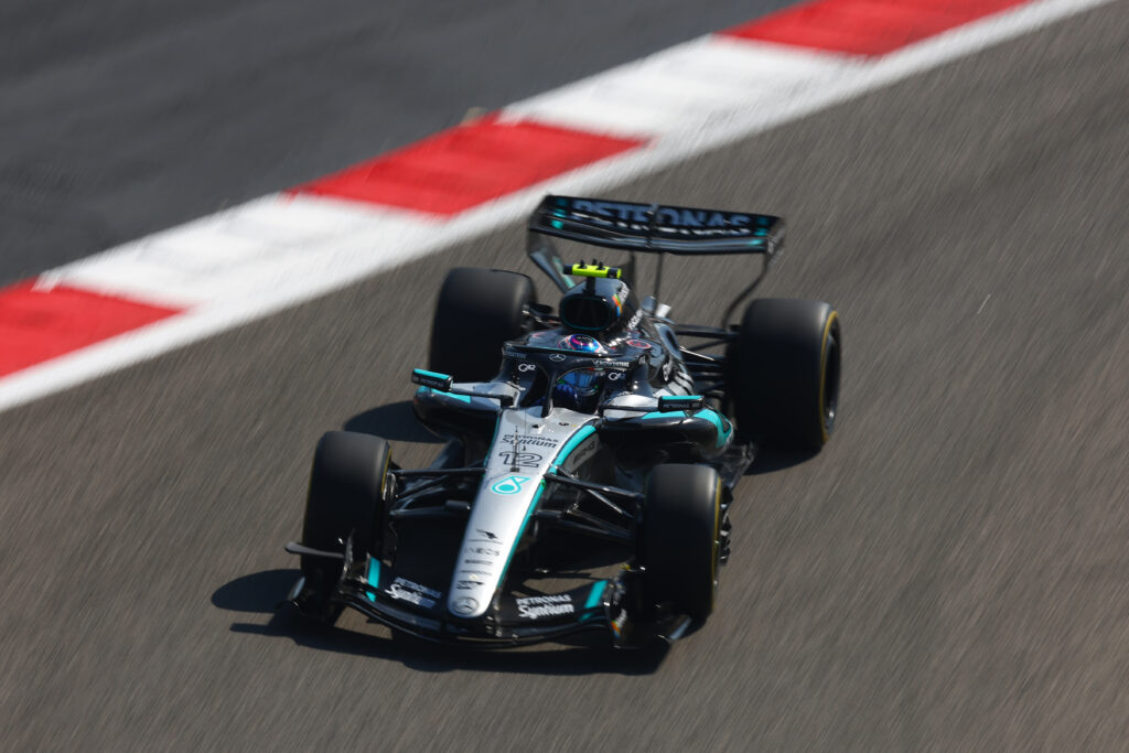 Mercedes driver Andrea Kimi Antonelli on track during the 2026 F1 Bahrain pre-season test