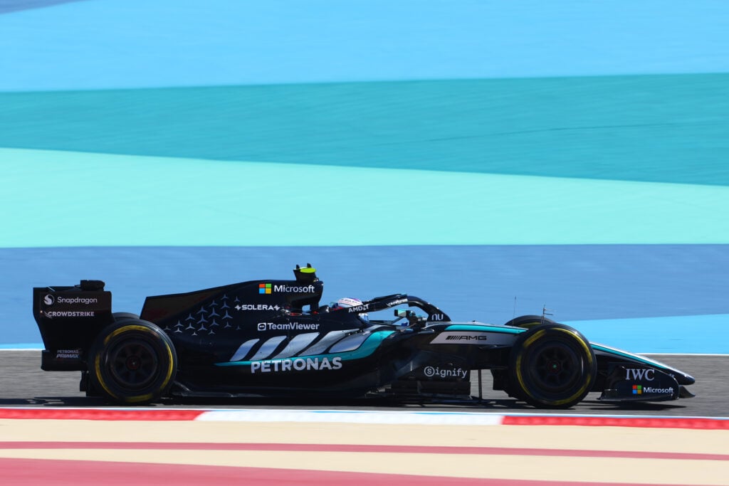 Mercedes driver Andrea Kimi Antonelli on track during the 2026 F1 Bahrain pre-season test