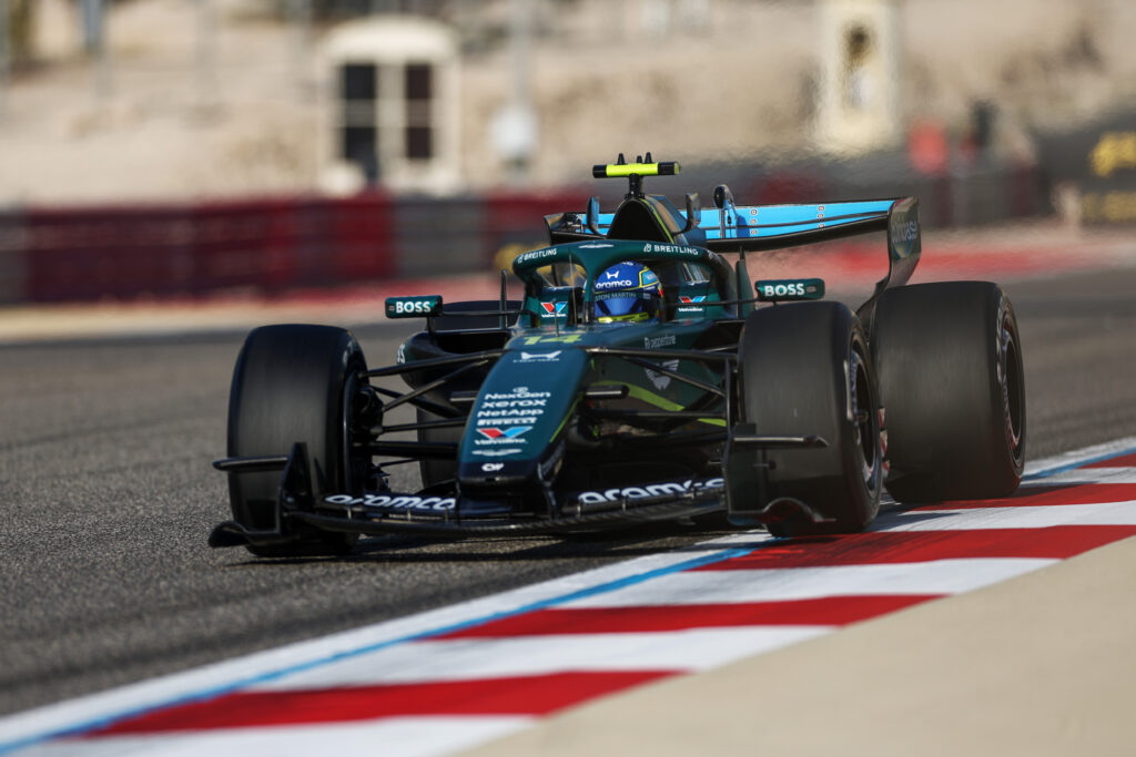 Aston Martin driver Fernando Alonso at the Formula 1 Testing in Bahrain - Day 2