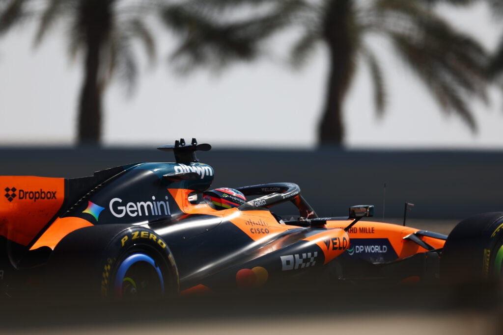 McLaren driver Oscar Piastri on track during day three at the second 2026 F1 Bahrain pre-season test