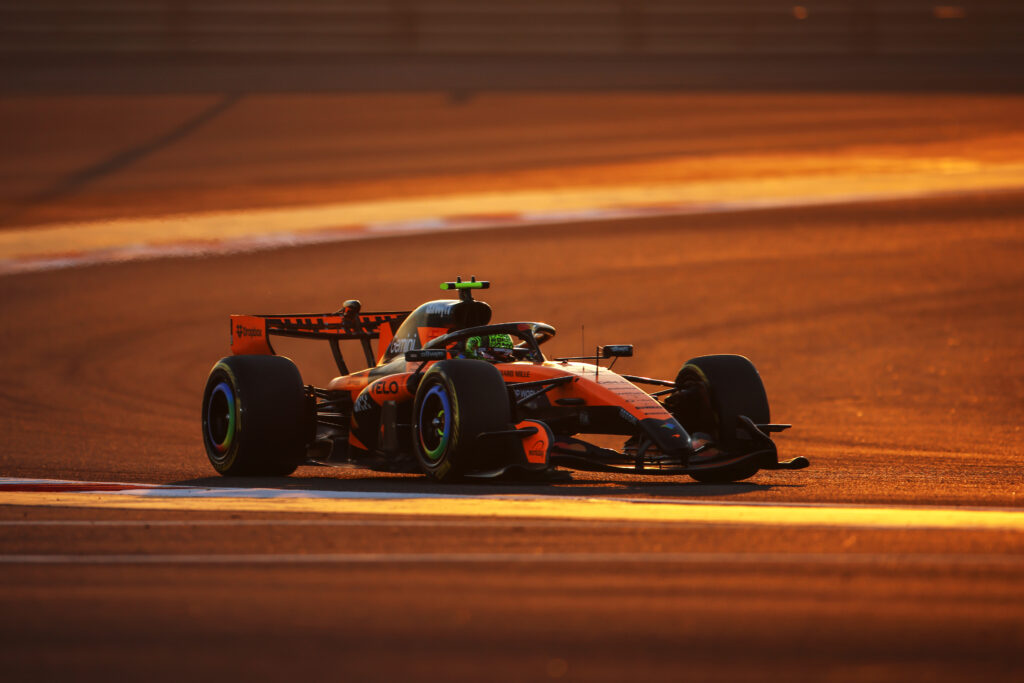McLaren driver Lando Norris driving during 2026 Bahrain pre-season testing