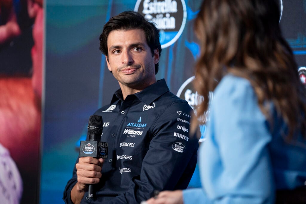 Carlos Sainz, Formula 1 driver, attends during the Estrella Galicia 0,0 meeting at Espacio Jorge Juan on February 23, 2026, in Madrid, Spain.