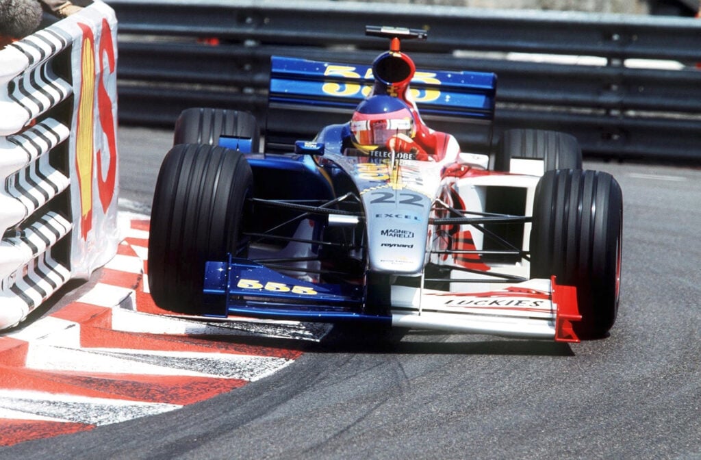 BAR driver Jacques Villeneuve racing at the 1999 Monaco Grand Prix