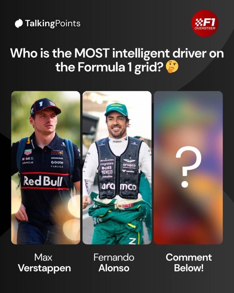Red Bull driver Max Verstappen in the paddock before practice at the 2025 F1 Qatar Grand Prix and Aston Martin driver Fernando Alonso walking down the pit lane at the 2025 Formula 1 Abu Dhabi Grand Prix
