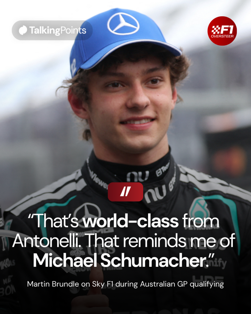 Mercedes driver Andrea Kimi Antonelli celebrates after qualifying P2 for the 2026 F1 Australian Grand Prix