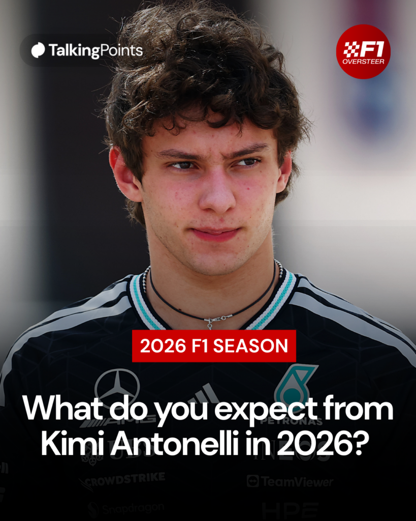 Mercedes driver Andrea Kimi Antonelli walks through the paddock at the 2026 F1 Bahrain pre-season test