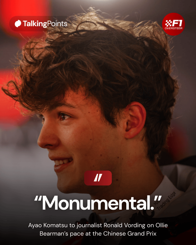 Oliver Bearman of Haas speaks to the media at the 2026 Chinese Grand Prix