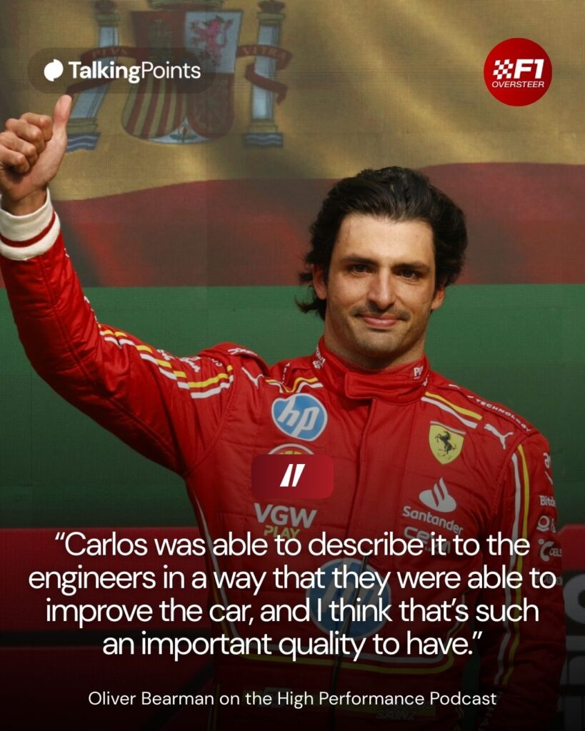 Ferrari driver Carlos Sainz on the podium at the 2024 Mexico City Grand Prix