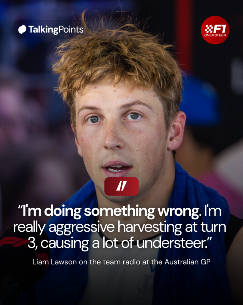 Racing Bulls driver Liam Lawson in an interview after the 2026 Formula 1 Australian Grand Prix