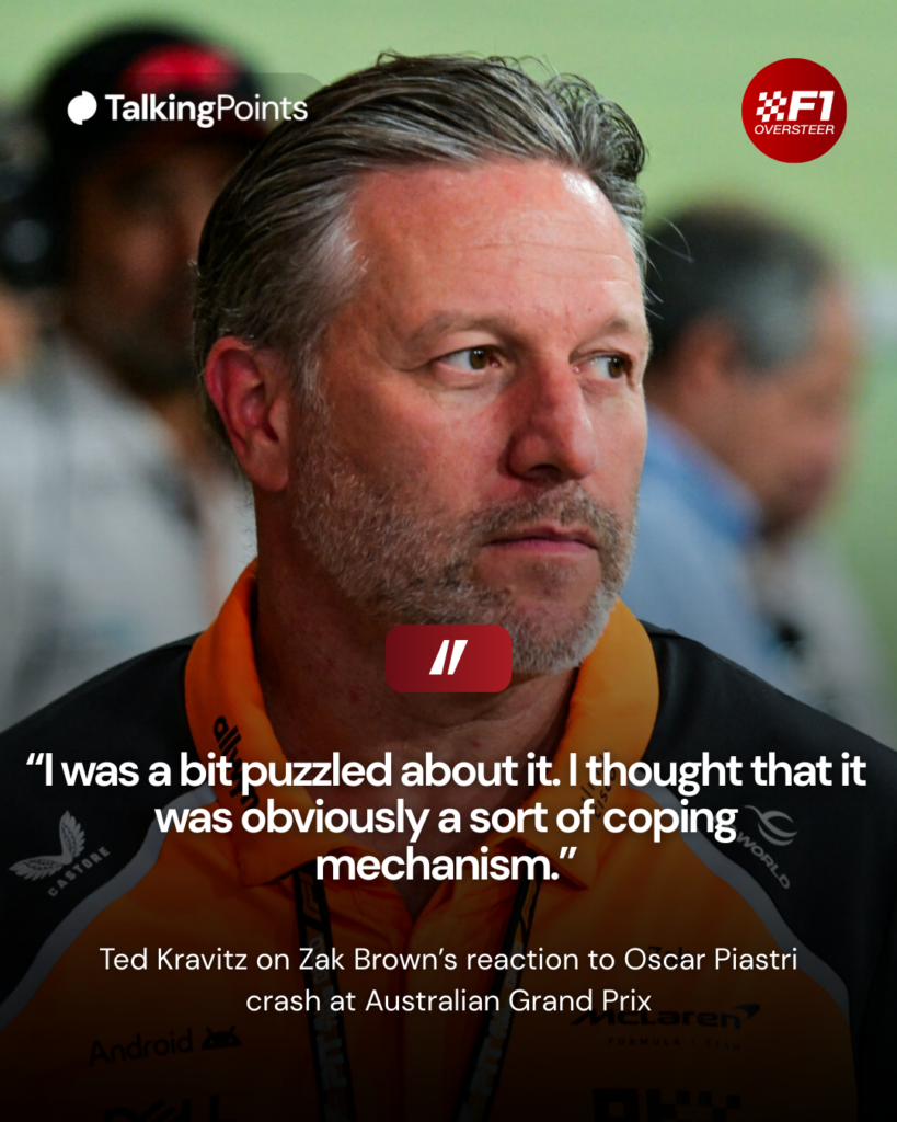 McLaren CEO Zak Brown looks on