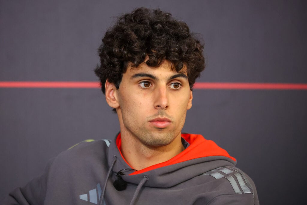 Audi driver Gabriel Bortoleto pictured during the 2026 F1 Bahrain test