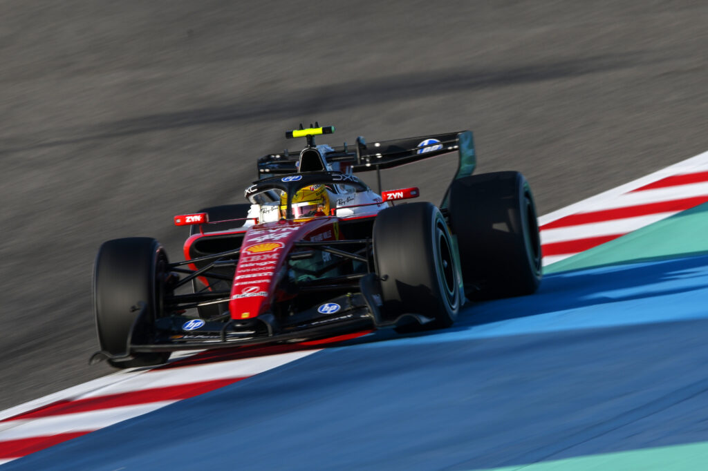Ferrari driver Lewis Hamilton taking part in 2026 Bahrain pre-season testing