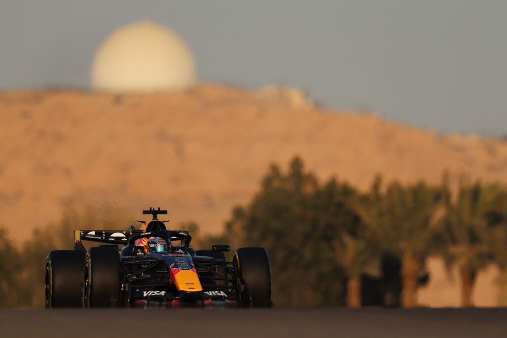 Max Verstappen taking part in 2026 Bahrain pre-season testing