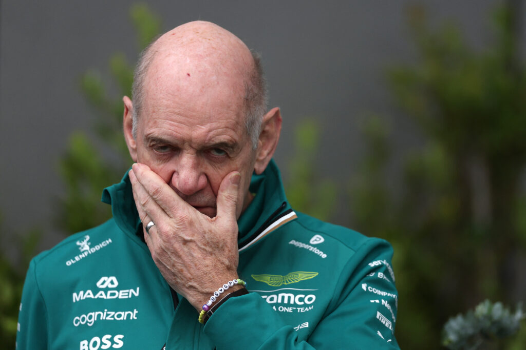 Aston Martin team principal and managing technical partner Adrian Newey looks worried in the paddock at the 2026 F1 Australian Grand Prix