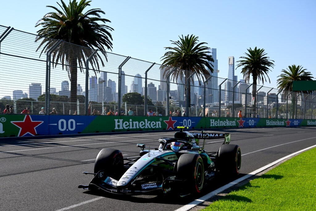 Mercedes driver Andrea Kimi Antonelli on track during practice at the 2026 F1 Australian Grand Prix