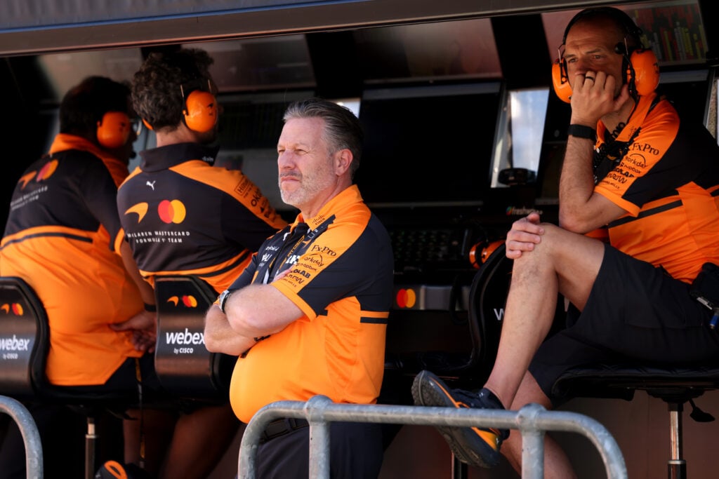McLaren CEO Zak Brown on the pit wall at the 2026 Formula 1 Australian Grand Prix