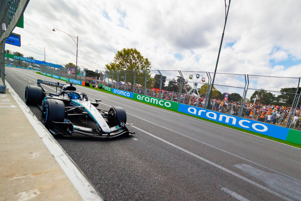 Mercedes driver George Russell on track during the 2026 F1 Australian Grand Prix