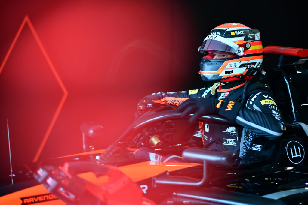 Bruno del Pino gets into his Formula 3 car during the 2026 Australia round