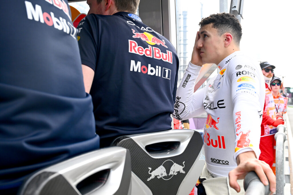 Isack Hadjar of France and Oracle Red Bull Racing at the pit wall after retiring during the F1 Grand Prix of Australia at Albert Park Grand Prix Circuit on March 08, 2026 in Melbourne, Australia.