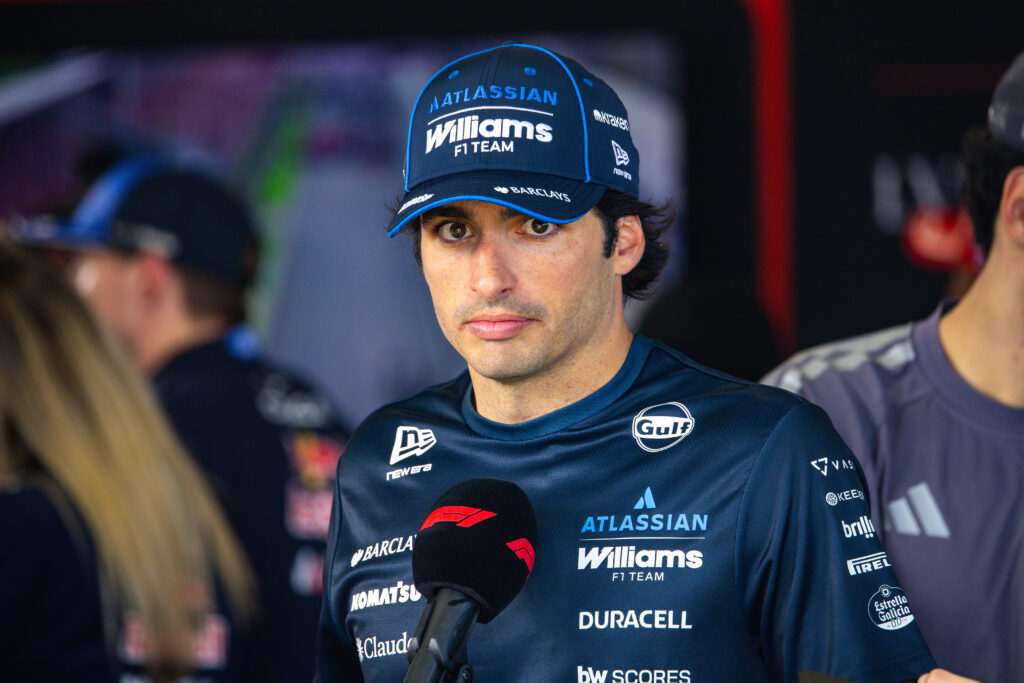 Carlos Sainz of Spain and Williams answers questions in the TV media pen during the F1 Grand Prix of Australia at Albert Park Grand Prix Circuit on March 8, 2026 in Melbourne, Australia.