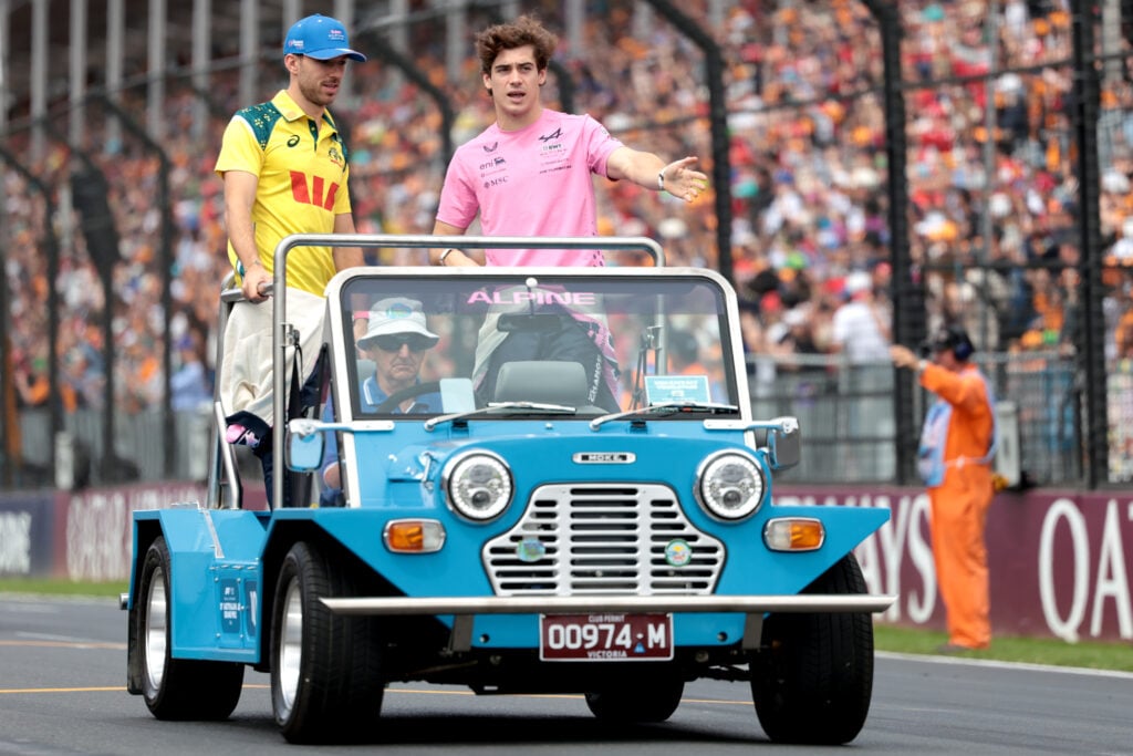 Pierre Gasly of France and Alpine F1 and Franco Colapinto of Argentina and Alpine F1 on the drivers parade during the F1 Grand Prix of Australia at Albert Park Grand Prix Circuit on March 08, 2026 in Melbourne, Australia.