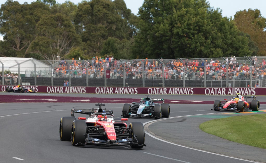 Charles Leclerc, George Russell and Lewis Hamilton at the 2026 Formula 1 Australian Grand Prix