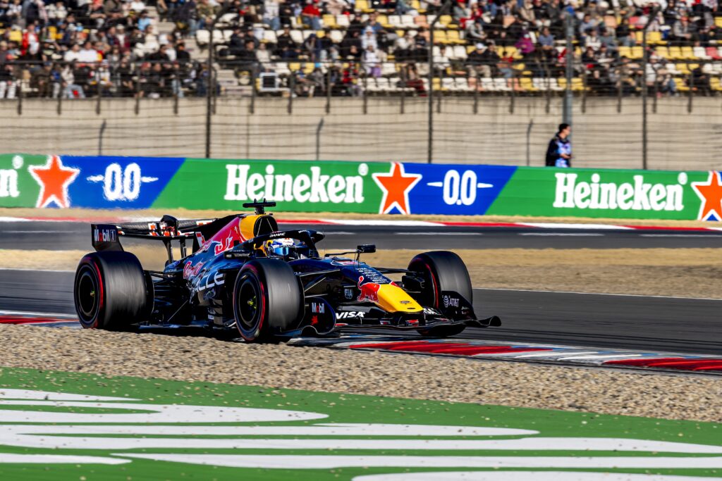 Red Bull Racing driver Max Verstappen driving at the 2026 Formula 1 Chinese Grand Prix
