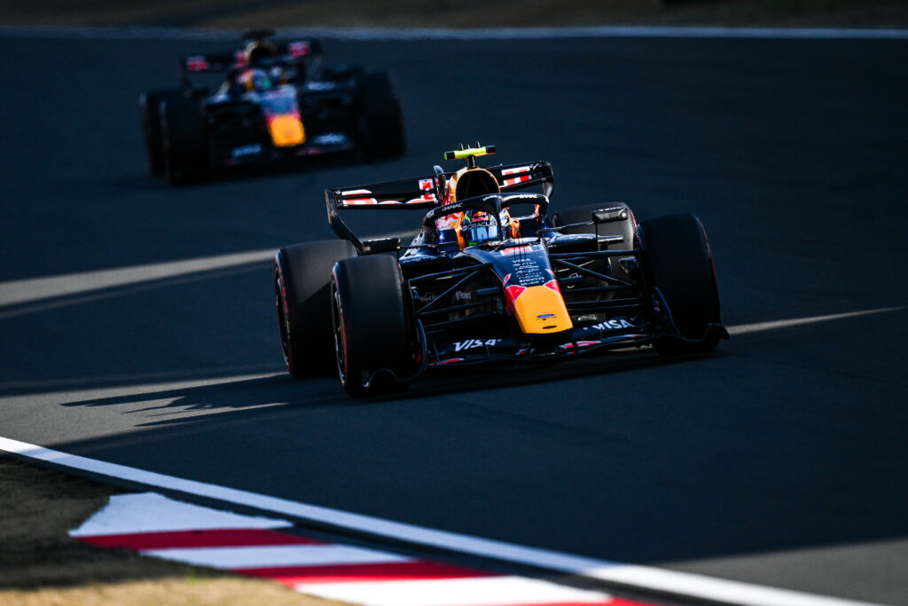 Red Bull drivers Max Verstappen and Isack Hadjar on track during qualifying for the 2026 F1 Chinese Grand Prix