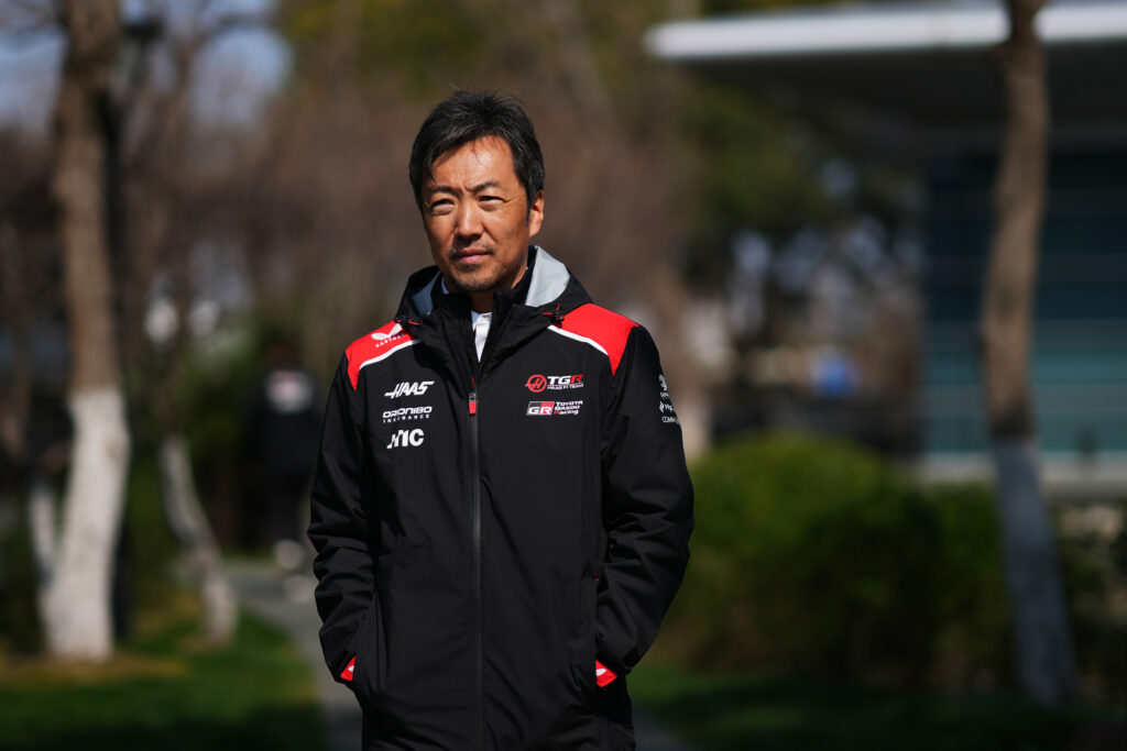 Ayao Komatsu, Team Principal of Haas F1 walks in the Paddock during previews ahead of the F1 Grand Prix of China at Shanghai International Circuit on March 12, 2026 in Shanghai, China.