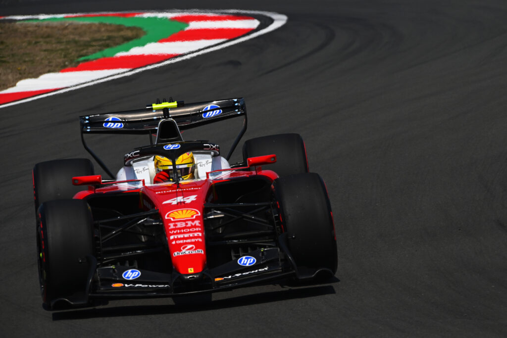 Ferrari driver Lewis Hamilton on track during practice at the 2026 F1 Chinese Grand Prix