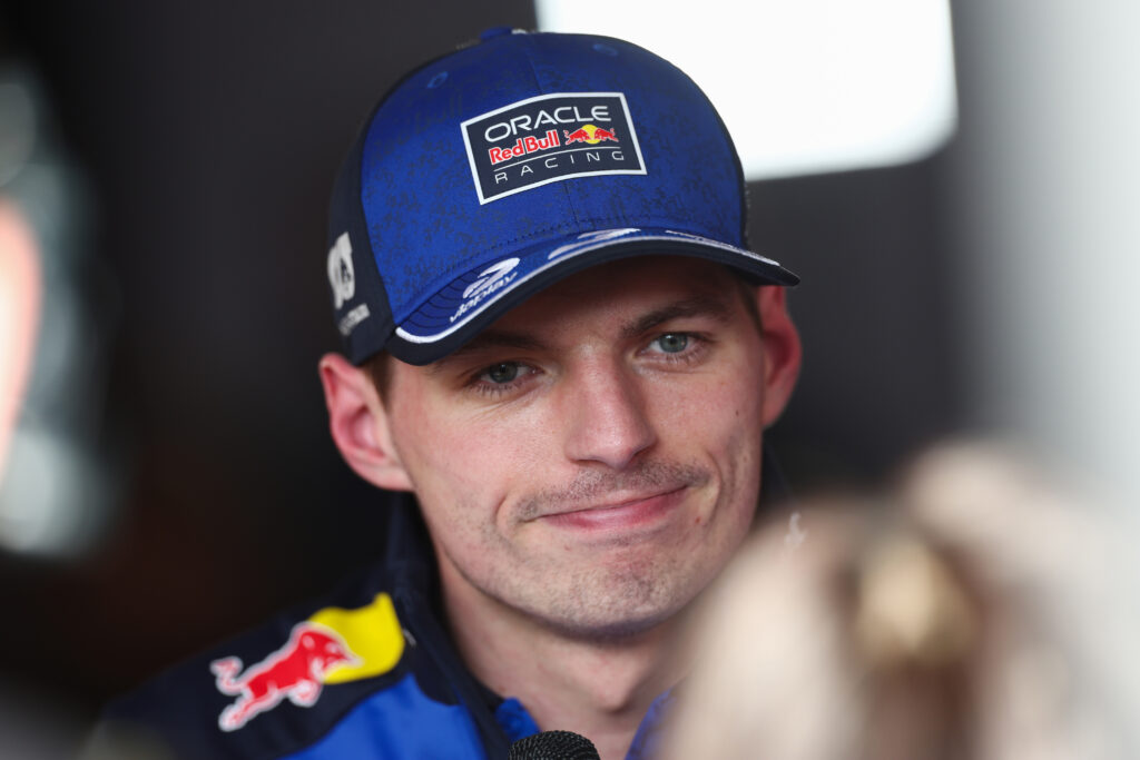 Red Bull driver Max Verstappen gets interviewed during the 2026 Chinese Grand Prix