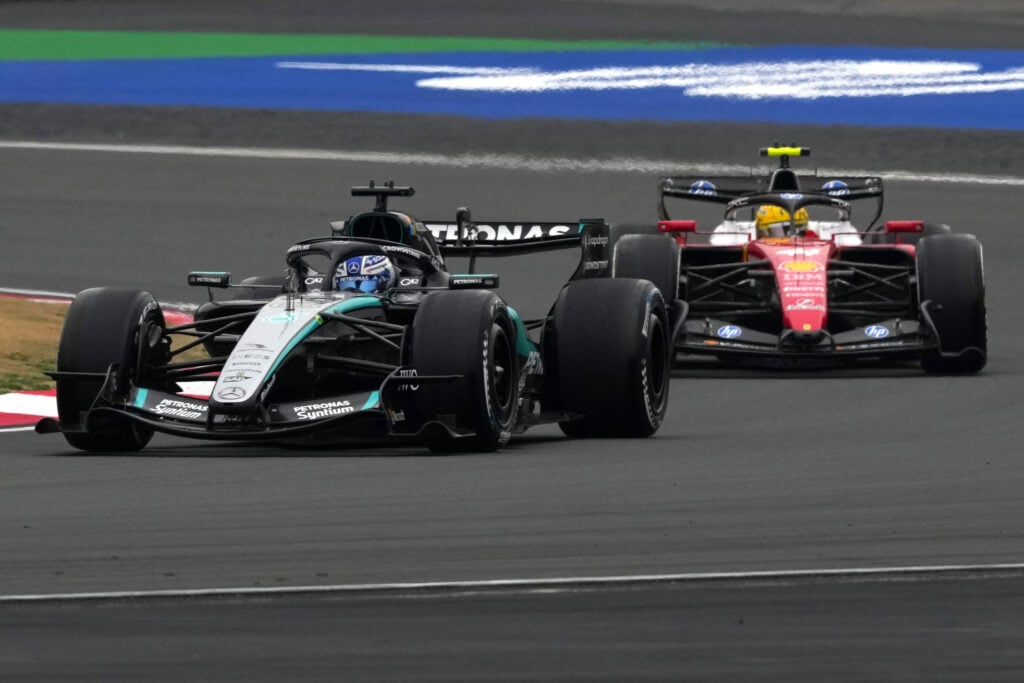 George Russell and Lewis Hamilton racing at the 2026 Chinese Grand Prix