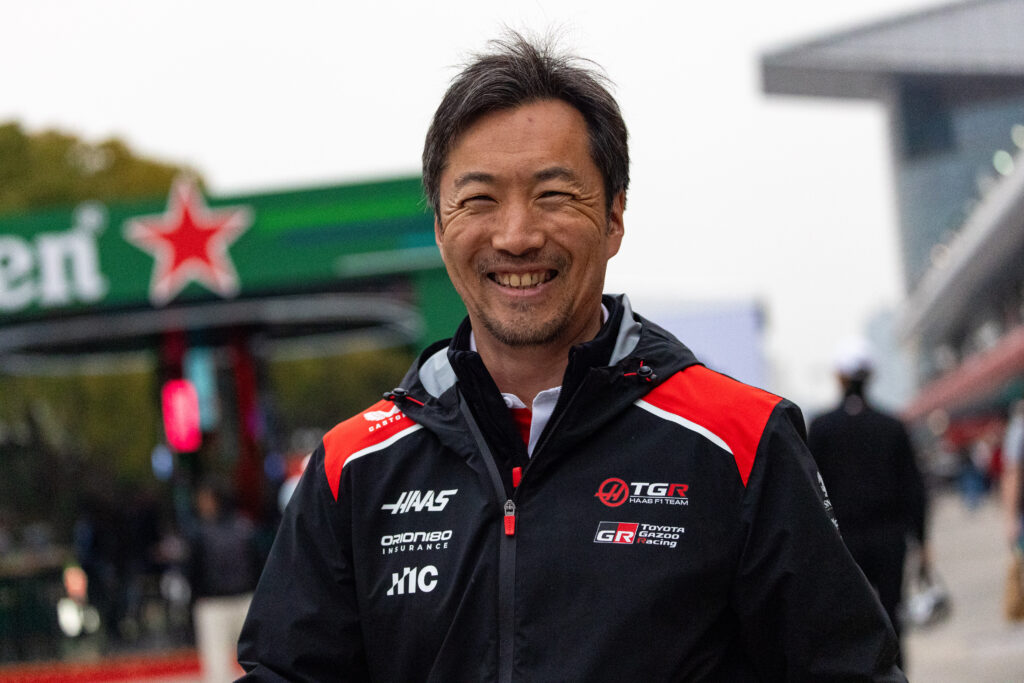 Haas team principal Ayao Komatsu in the paddock at the 2026 Chinese Grand Prix