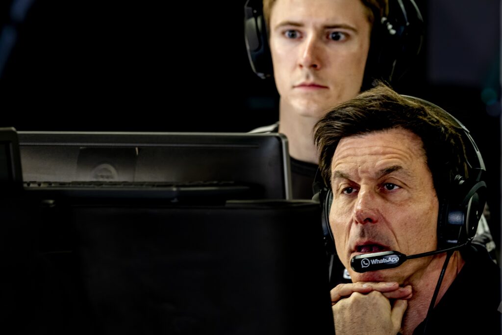 Mercedes AMG-Petronas Formula One Team Principal Toto Wolff is seen during the Formula 1 Japan Suzuka free practice at the Suzuka Formula 1 circuit on March 27, 2025, in Suzuka, Japan.