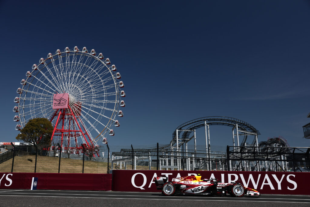 Racing Bulls driver Liam Lawson on track during practice at the 2026 F1 Japanese Grand Prix