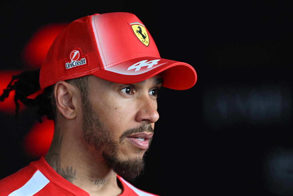 Lewis Hamilton of Scuderia Ferrari speaks during a post-race television media interview following the 2026 Japanese Grand Prix at Suzuka Circuit in Suzuka, Mie Prefecture, Japan, on March 29, 2026.