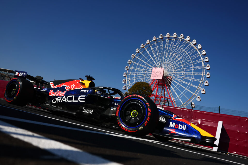 Red Bull driver Max Verstappen on track during practice at the 2026 F1 Japanese Grand Prix