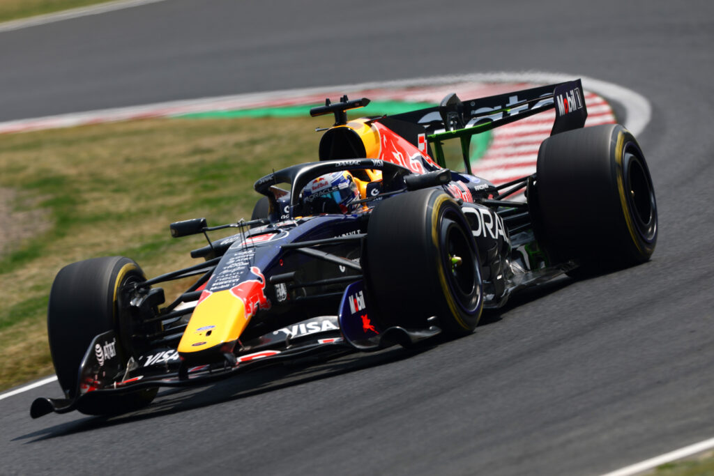 Max Verstappen drives the Red Bull RB22 during practice at the Japanese Grand Prix