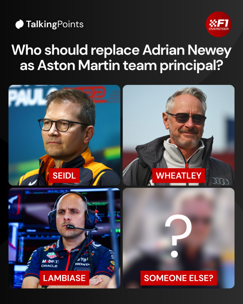 A graphic of Andreas Seidl, Jonathan Wheatley, Gianpiero Lambiase and Christian Horner