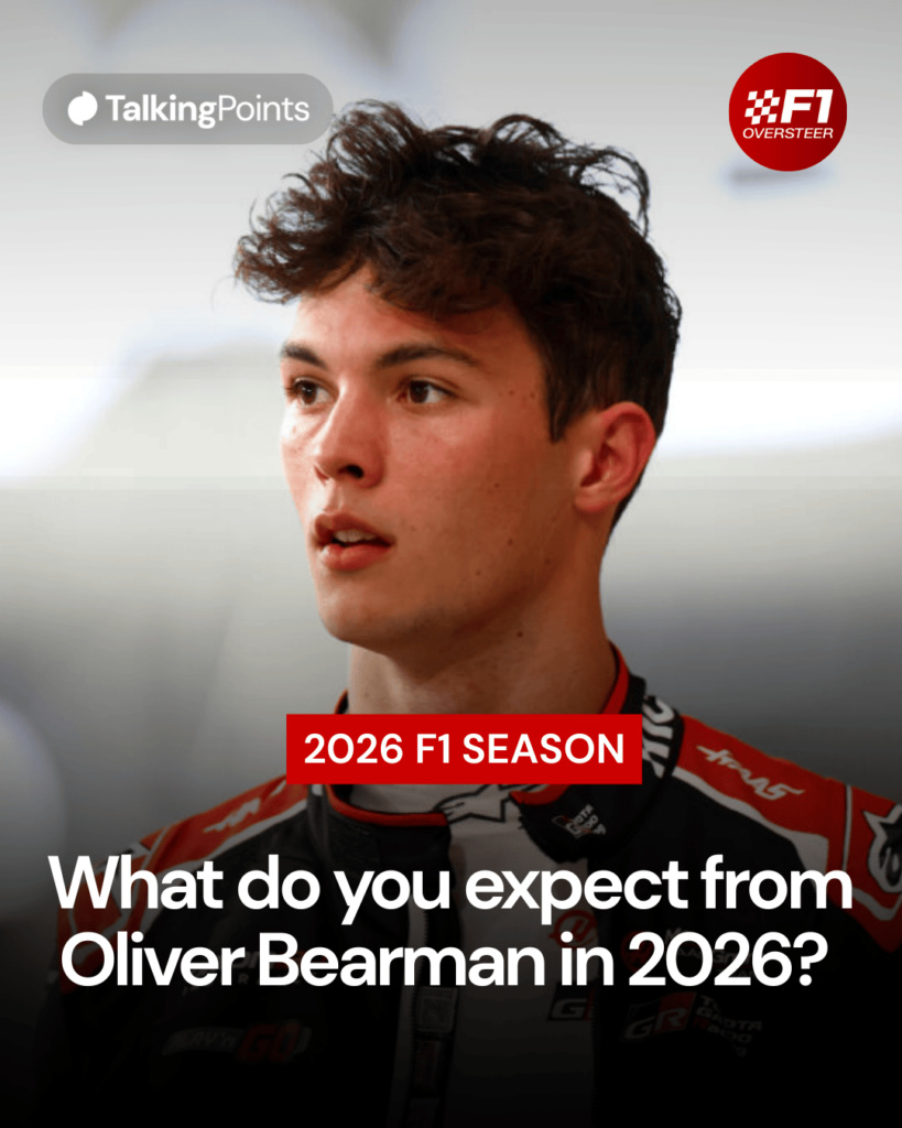 Haas driver Oliver Bearman looks on during qualifying for the 2025 F1 Abu Dhabi Grand Prix